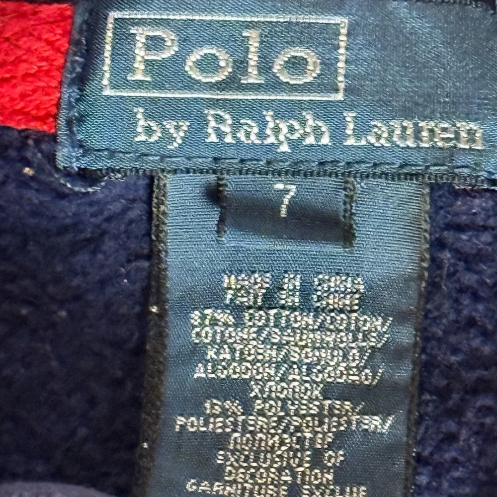 Polo Ralph Lauren Boys Navy Big Pony USA Flag Full Zip Hoodie Jacket Size‎ 7